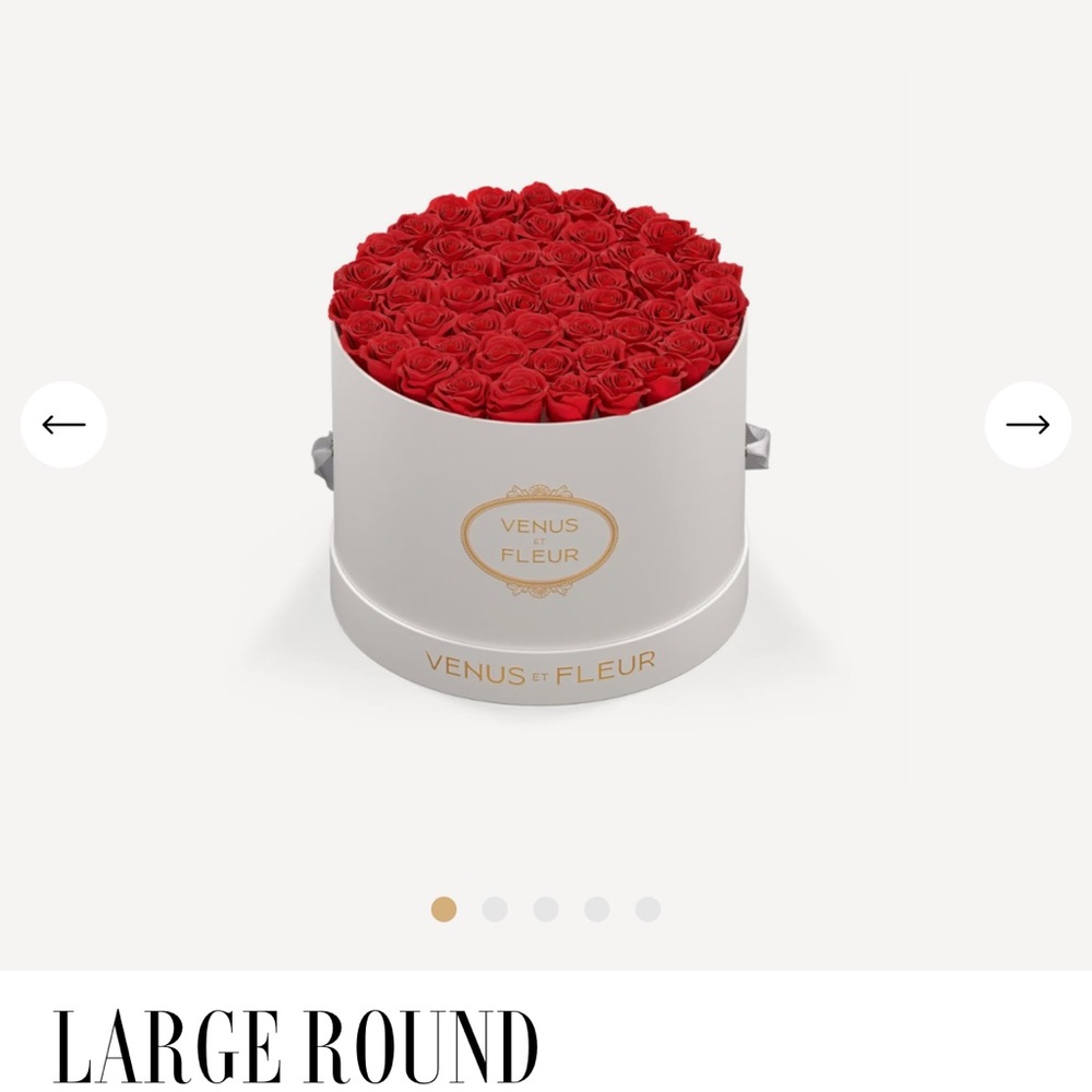 Venus ET Fleur Red Roses in White large round Box